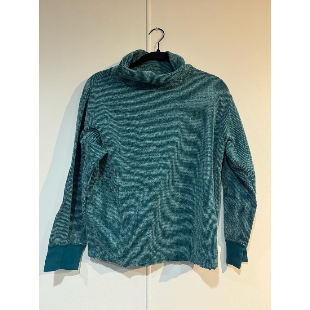 Nike Yoga Therma Pullover Womens Large Green Cowl Neck Thermal Knit Athletic Top